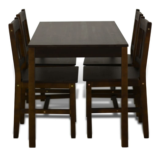 Dining Set 5 Pieces Pine Wood Brown - Giant Lobelia