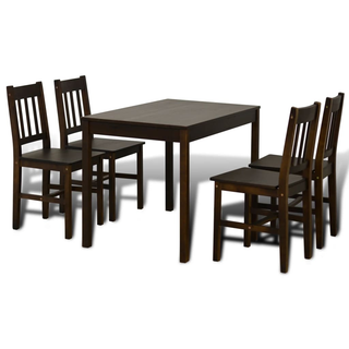 Dining Set 5 Pieces Pine Wood Brown - Giant Lobelia