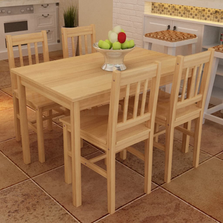 vidaXL Dining Set 5 Pieces Pine Wood Natural - Giant Lobelia