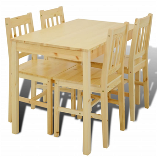 vidaXL Dining Set 5 Pieces Pine Wood Natural - Giant Lobelia