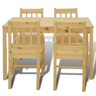 vidaXL Dining Set 5 Pieces Pine Wood Natural - Giant Lobelia