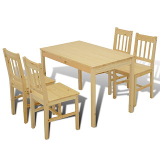 vidaXL Dining Set 5 Pieces Pine Wood Natural - Giant Lobelia