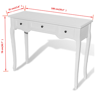 Dressing Console Table with Three Drawers White - Giant Lobelia