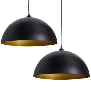 Ceiling Lamp 2 pcs Height-adjustable Semi-spherical Black - Giant Lobelia