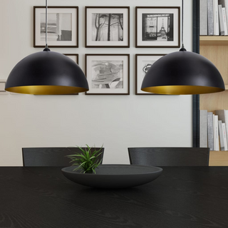 Ceiling Lamp 2 pcs Height-adjustable Semi-spherical Black - Giant Lobelia