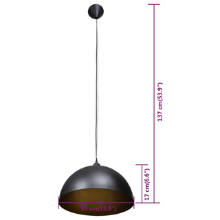 Ceiling Lamp 2 pcs Height-adjustable Semi-spherical Black - Giant Lobelia