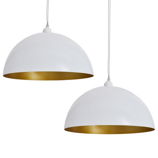 Ceiling Lamp 2 pcs Height-adjustable Semi-spherical White - Giant Lobelia