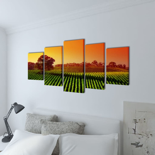 Canvas Wall Print Set Fields 100 x 50 cm - Giant Lobelia