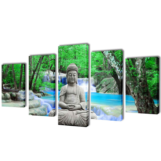 Canvas Wall Print Set Buddha 200 x 100 cm - Giant Lobelia