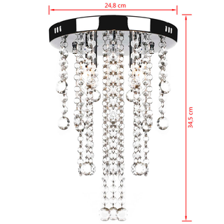 White Metal Ceiling Lamp with Crystal Beads - Giant Lobelia