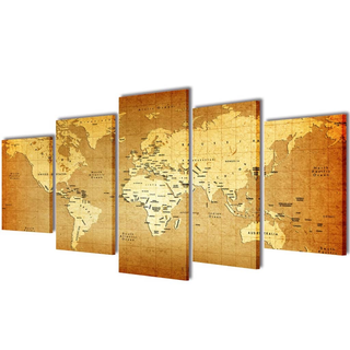 Canvas Wall Print Set World Map 200 x 100 cm - Giant Lobelia