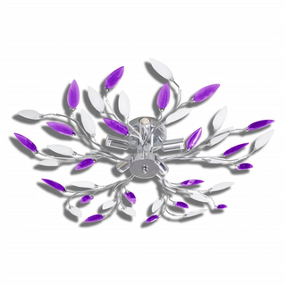 Purple&White Ceiling Lamp Acrylic Crystal Leaf Arms for 5 E14 Bulbs - Giant Lobelia