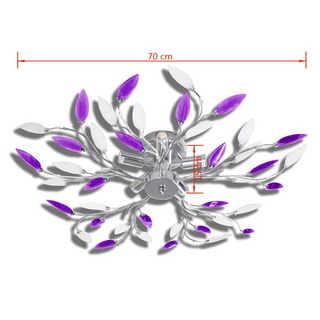 Purple&White Ceiling Lamp Acrylic Crystal Leaf Arms for 5 E14 Bulbs - Giant Lobelia