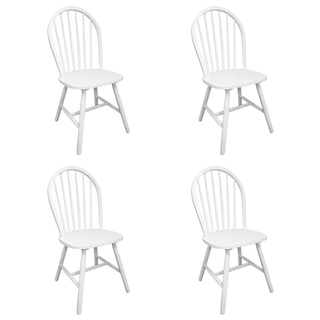 vidaXL Dining Chairs 4 pcs White Solid Rubber Wood - Giant Lobelia