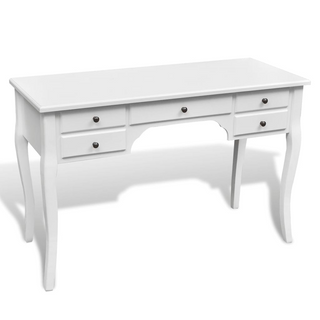 Wooden French Desk with Curved Legs and 5 Drawers - Giant Lobelia