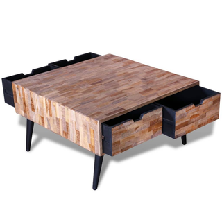 Coffee Table with 4 Drawers Reclaimed Teak Wood - Giant Lobelia