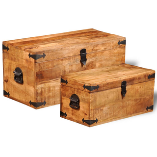 vidaXL Storage Chest Set 2 Pieces Rough Mango Wood - Giant Lobelia