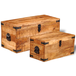 vidaXL Storage Chest Set 2 Pieces Rough Mango Wood - Giant Lobelia