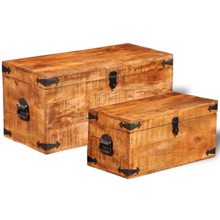 vidaXL Storage Chest Set 2 Pieces Rough Mango Wood - Giant Lobelia