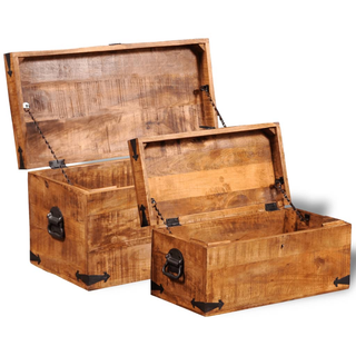 vidaXL Storage Chest Set 2 Pieces Rough Mango Wood - Giant Lobelia