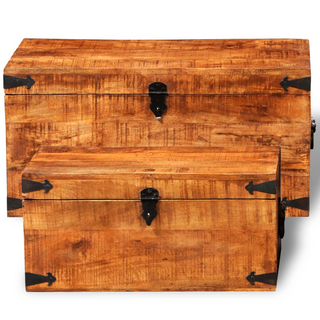 vidaXL Storage Chest Set 2 Pieces Rough Mango Wood - Giant Lobelia