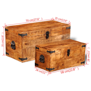 vidaXL Storage Chest Set 2 Pieces Rough Mango Wood - Giant Lobelia