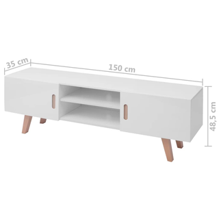 TV Stand MDF 150x35x48.5 cm High Gloss White - Giant Lobelia