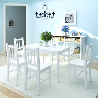 vidaXL Seven Piece Dining Set Pinewood White - Giant Lobelia