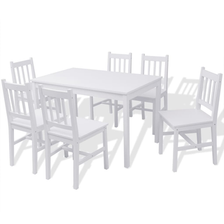 vidaXL Seven Piece Dining Set Pinewood White - Giant Lobelia