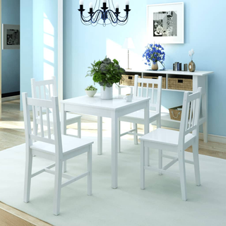 vidaXL Five Piece Dining Set Pinewood White - Giant Lobelia