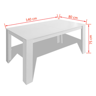 vidaXL Dining Table 140x80x75 cm White - Giant Lobelia