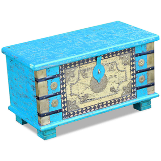 vidaXL Storage Chest Blue Mango Wood 80x40x45 cm - Giant Lobelia