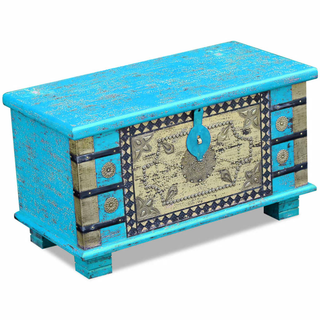 vidaXL Storage Chest Blue Mango Wood 80x40x45 cm - Giant Lobelia