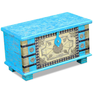 vidaXL Storage Chest Blue Mango Wood 80x40x45 cm - Giant Lobelia