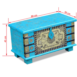 vidaXL Storage Chest Blue Mango Wood 80x40x45 cm - Giant Lobelia