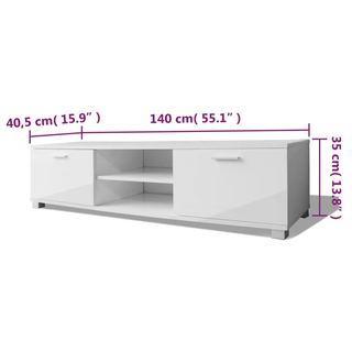 TV Cabinet High-Gloss White 140x40.3x34.7 cm - Giant Lobelia