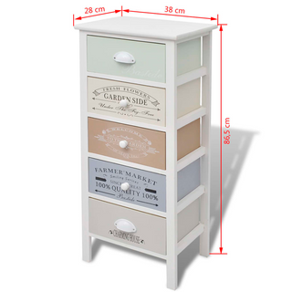 vidaXL French Storage Cabinet 5 Drawers Wood - Giant Lobelia