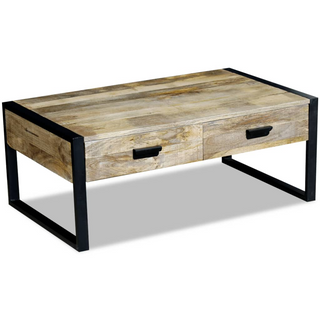 vidaXL Coffee Table with 2 Drawers Solid Mango Wood 100x60x40 cm - Giant Lobelia