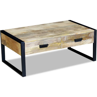 vidaXL Coffee Table with 2 Drawers Solid Mango Wood 100x60x40 cm - Giant Lobelia