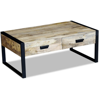 vidaXL Coffee Table with 2 Drawers Solid Mango Wood 100x60x40 cm - Giant Lobelia