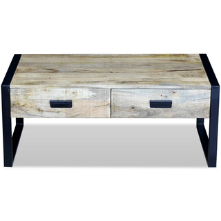 vidaXL Coffee Table with 2 Drawers Solid Mango Wood 100x60x40 cm - Giant Lobelia