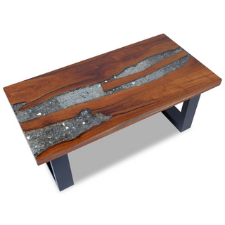 vidaXL Coffee Table Teak Resin 100x50 cm - Giant Lobelia