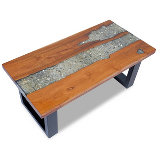 vidaXL Coffee Table Teak Resin 100x50 cm - Giant Lobelia