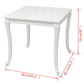 vidaXL Dining Table 80x80x76 cm High Gloss White - Giant Lobelia