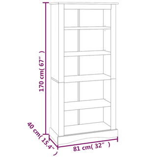 5-Tier Bookcase Mexican Pine Corona Range 81x40x170 cm - Giant Lobelia