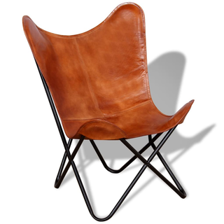 Butterfly Chair Brown Real Leather - Giant Lobelia