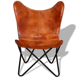 Butterfly Chair Brown Real Leather - Giant Lobelia