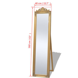 vidaXL Free-Standing Mirror Baroque Style 160x40 cm Gold - Giant Lobelia