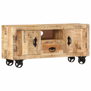 vidaXL TV Cabinet Rough Mango Wood 110x30x50 cm - Giant Lobelia