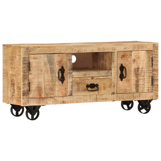 vidaXL TV Cabinet Rough Mango Wood 110x30x50 cm - Giant Lobelia